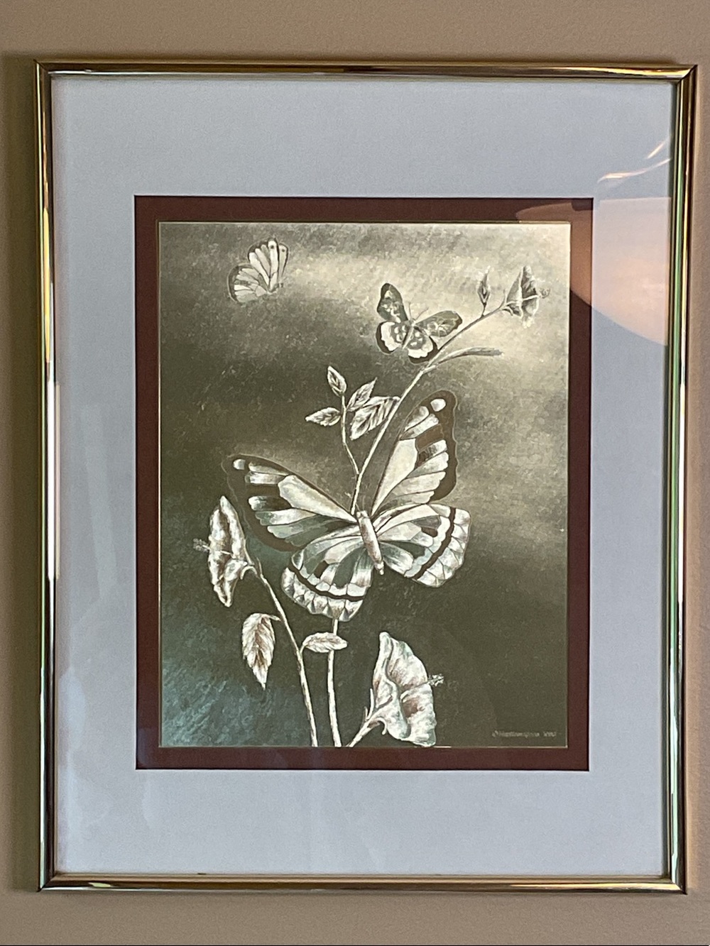 Vintage Manifestations Inc. Illusionary butterfly art Framed Home Accent
